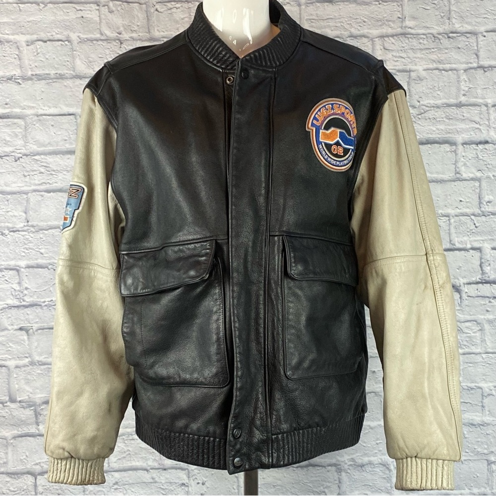 Rare 1993 Vintage Lugz Sports Distressed Leather Jacket